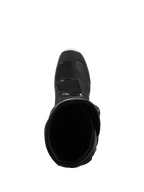 Botas Alpinestars Tech 3 Enduro Waterproof, pretas e brancas, vista superior da abertura da bota, mostrando o forro interior e a biqueira reforçada, concebidas para condução de todo-o-terreno e aventura