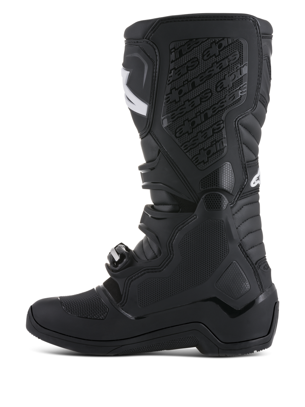 Alpinestars Botas Tech 5, botas de motocross pretas, sistema de pivô biomecânico e placa de canela em TPU para off-road