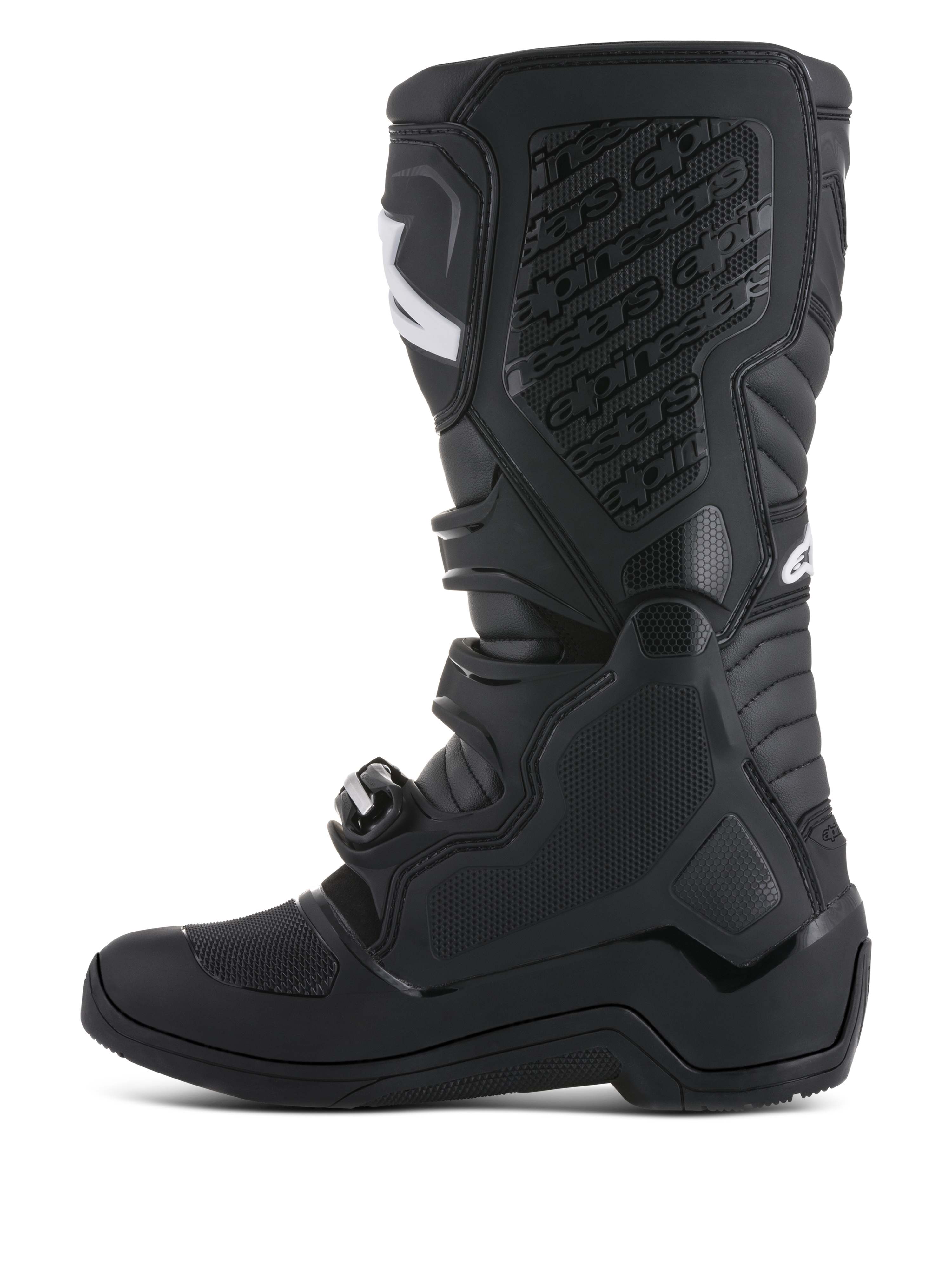 Alpinestars Botas Tech 5, botas de motocross pretas, sistema de pivô biomecânico e placa de canela em TPU para off-road