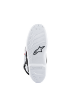 Botas Alpinestars Youth Tech 7S, botas de motocross, sola branca com logótipo Astars preto, padrão de aderência texturado, material de composto durável para desempenho em todo-o-terreno