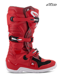 Alpinestars Botas Tech 7S Jovem, botas de motocross off-road para jovens, vermelhas e brancas, certificadas CE com sistema de fecho de fivelas e design de pivô, vista de perfil lateral