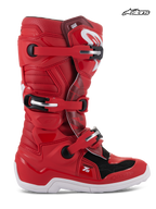 Alpinestars Botas Tech 7S Jovem, botas de motocross off-road para jovens, vermelhas e brancas, certificadas CE com sistema de fecho de fivelas e design de pivô, vista de perfil lateral