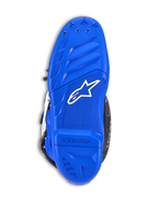 Alpinestars Youth Tech 7 S Boots, botas de motocross, sola azul com logótipo Alpinestars branco, padrão de aderência em borracha texturizada, sola exterior durável concebida para tração em todo-o-terreno e controlo nos apoios de pés