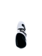 Alpinestars Botas Tech 7S Jovem, botas de motocross brancas e pretas, vista superior com acolchoamento interior.