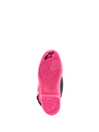 Alpinestars Botas Tech 7S Jovem, botas de todo-o-terreno, sola rosa com aderência texturizada e logótipo Astars preto.
