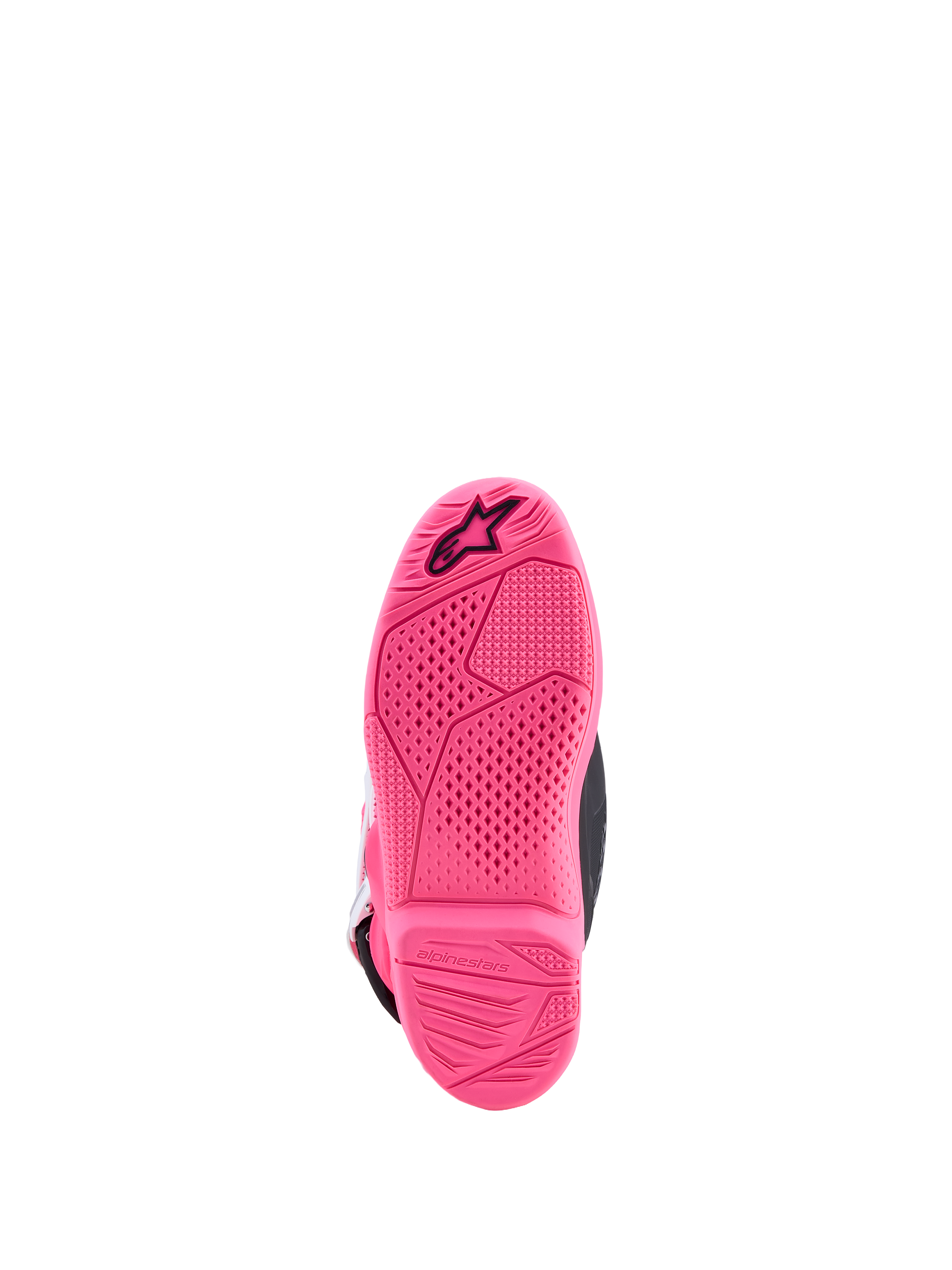 Alpinestars Botas Tech 7S Jovem, botas de todo-o-terreno, sola rosa com aderência texturizada e logótipo Astars preto.