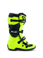 Alpinestars Botas Tech 7S Jovem, botas de motocross, amarelas fluorescentes e pretas, fivelas, proteção TPU, certificadas CE