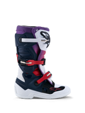 Alpinestars Botas Tech 7S Jovem, botas de motocross para juventude, azul escuro, brancas e vermelhas, com placas de proteção em TPU e sistema de fivelas, para condução todo-o-terreno.