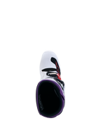 Alpinestars Tech 7S Jovem, botas de motocross para jovens, brancas e azuis, vista interior superior.