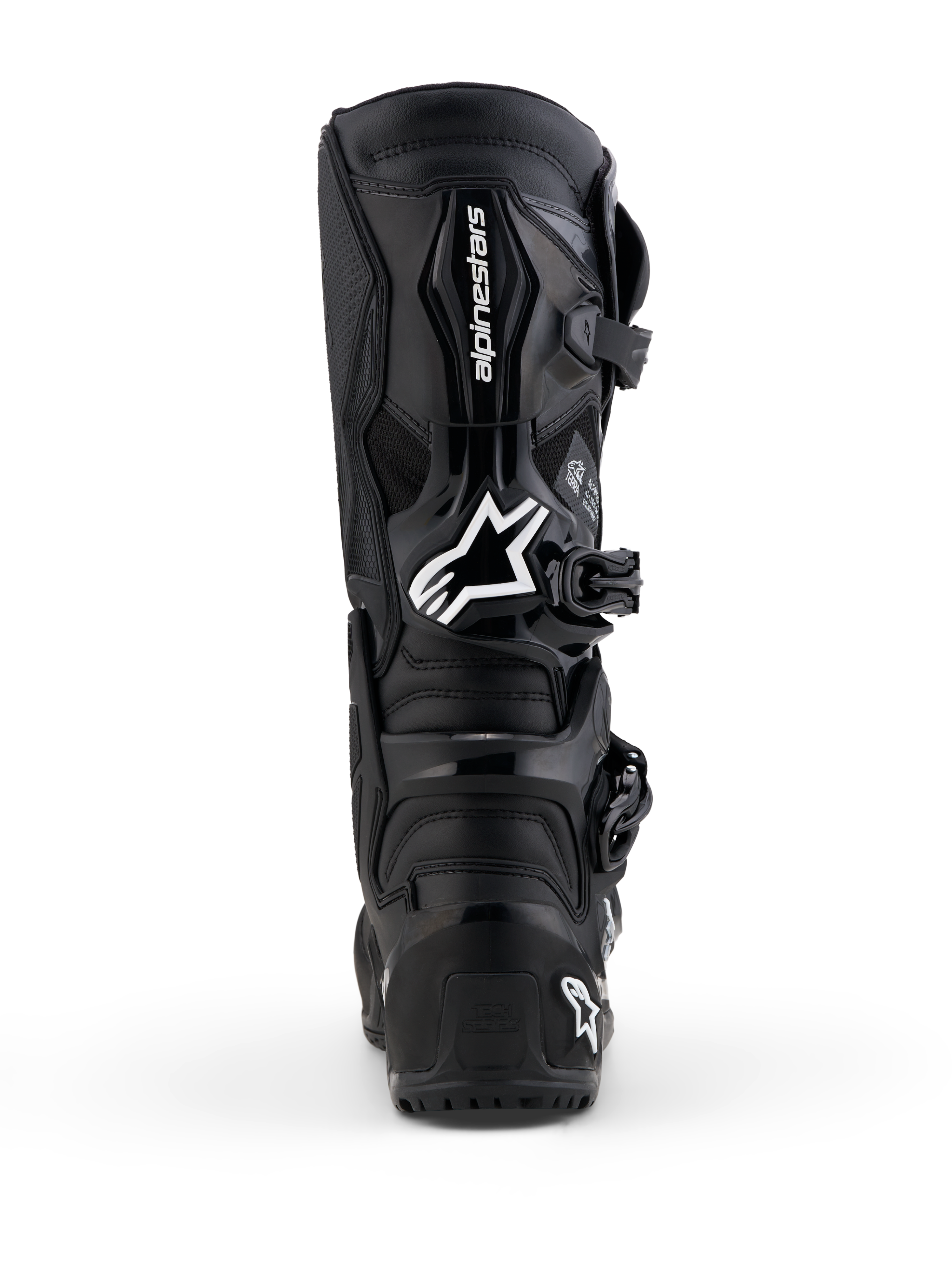 Alpinestars Tech 7 Enduro Gore-Tex, botas de moto off-road para homem, pretas e cinzentas, vista traseira com proteção TPU