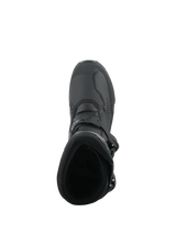 Alpinestars XT-8 GORE-TEX Boots, Adventure Enduro Motorcycle Boots, Black, top-down view showing the padded collar, interior opening, and secure buckle closure system.