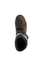 Botas Alpinestars Belize Drystar®, castanho oleado e preto, vista de cima mostrando o forro interior e a proteção de mudanças texturizada, botas de motociclismo de turismo de aventura em pele