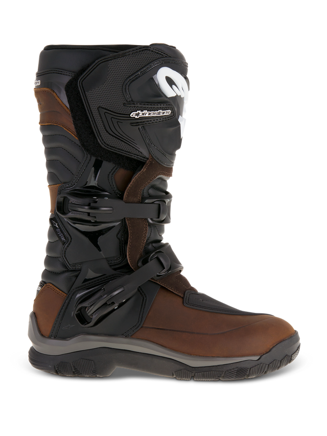 Alpinestars Corozal Adventure Drystar Oiled Leather Boots, Motorcycle Adventure Touring Boots, Brown and Black, Waterproof, Dual Buckle Closure, Rugged Sole, CE Certified Protection