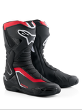 Alpinestars Honda SMX-6 V3 Boots, Performance Motorcycle Boots, Black Bright Red and White, featuring TPU shin and ankle protection, ventilated mesh panels, and modern aerodynamic profile with Honda branding.