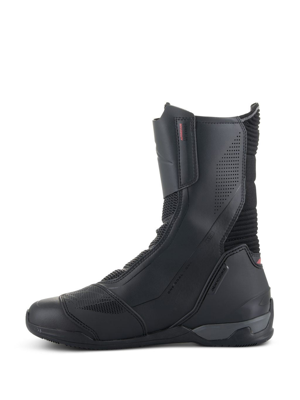 Botas Alpinestars SP-X BOA®, botas de motociclismo, pretas, design de altura média com painéis em microfibra e malha Rideknit, com fecho de correr medial e perfil desportivo elegante.