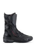 Botas Alpinestars SP-X BOA®, botas desportivas de motociclismo, pretas com pormenores vermelhos, sistema de fecho BOA®, construção de altura média com painéis de microfibra e malha, proteção de calcanhar e biqueira em TPU, design elegante para estrada