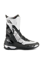 Alpinestars SP-X BOA® Boots, mid-height motorcycle sport boots, Black and Silver, featuring the side-mounted BOA Fit System, TPU protection, and breathable Rideknit material, sleek design for sport touring riding