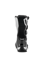 Alpinestars SP-X BOA® Boots, Black and Silver, rear view of mid-height sport touring motorcycle boot, featuring a black TPU heel counter, silver side panels, and side BOA Fit System dial, sleek and protective design