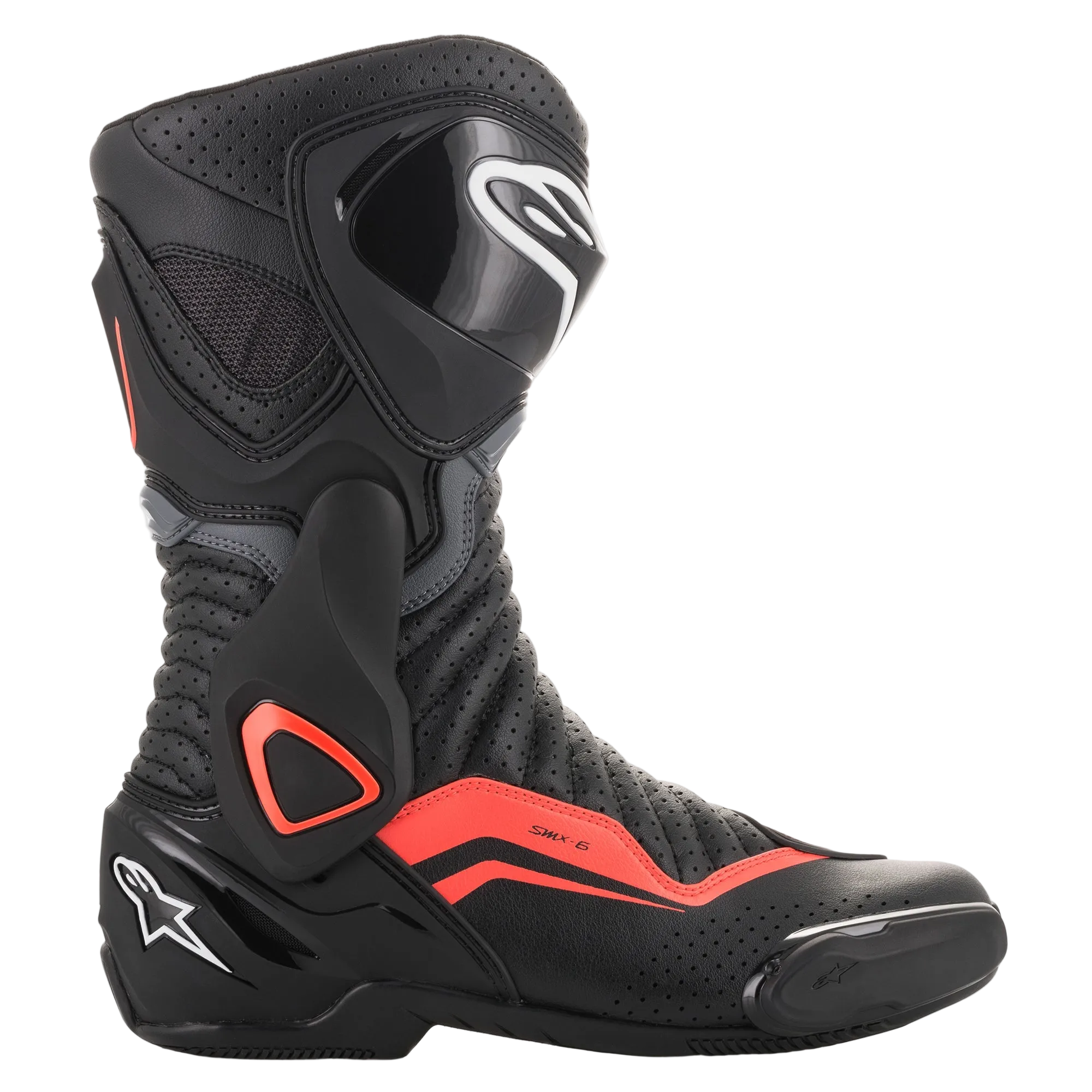 Alpinestars Botas SMX-6 V2 Vented, botas de moto para corrida, pretas e vermelho fluorescente, ventiladas, com microfibra respirável, certificadas CE