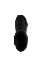 Alpinestars SMX S Boots, Black Motorcycle Boots, top-down view looking into the interior opening, all-black microfiber construction with reinforced shift pad and ergonomic protective design