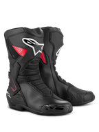 Botas Alpinestars SMX-6 V3 Drystar, botas de motociclismo impermeáveis de alto desempenho, pretas e vermelhas, com suporte lateral de tornozelo em TPU, caneleira reforçada e construção em microfibra para condução em pista e estrada