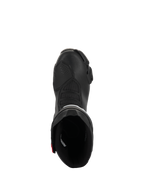 Alpinestars SMX-6 V3 Drystar Boots, botas de motociclismo de performance, pretas com pormenores vermelhos, vista superior para o interior da abertura da bota, com zonas de flexão texturizadas e construção em microfibra