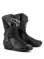 Alpinestars Stella SMX-6 V3 Drystar Boots, botas de alto desempenho para mulher, pretas e prateadas, parte superior em microfibra impermeável com proteção em TPU, design derivado da competição para pista e rua