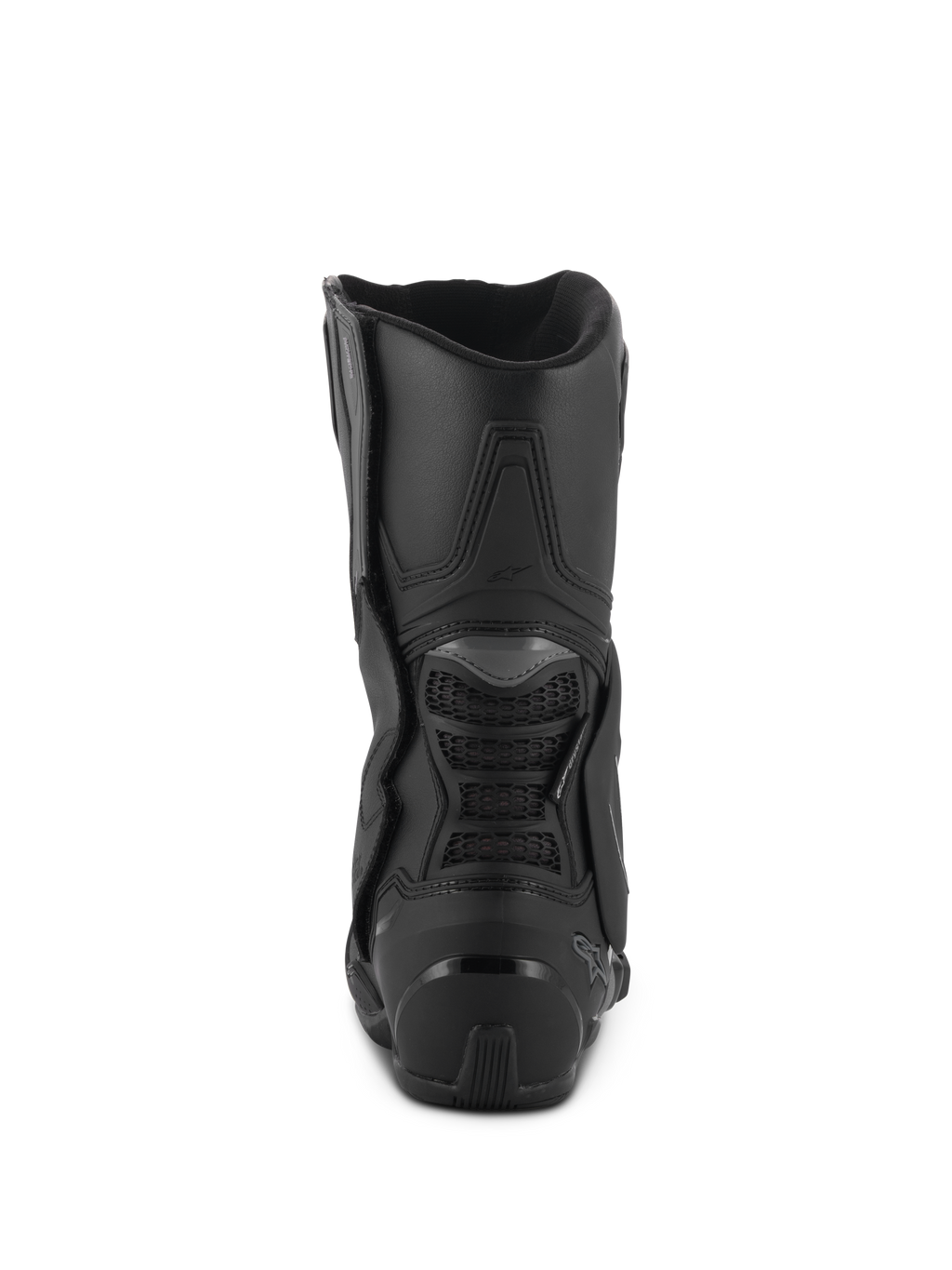 Botas Alpinestars Stella SMX-6 V3 Drystar®, pretas, vista traseira que mostra a proteção de calcanhar em TPU e a proteção traseira da panturrilha, botas de motociclismo impermeáveis de alta performance para mulher