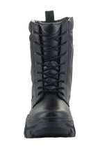 Alpinestars Ava Women's Boots, Urban Motorcycle Boots, Black, front view showing full-grain leather construction, lace-up closure, and chunky elevated sole, rugged utilitarian style for motorcycle riding