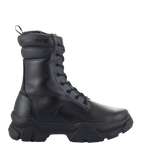 Alpinestars Ava Women's Boots, Urban Motorcycle Boots, Black, side profile view, chunky elevated rubber sole, full-grain leather construction, lace-up closure, utility-inspired design for on and off the bike.