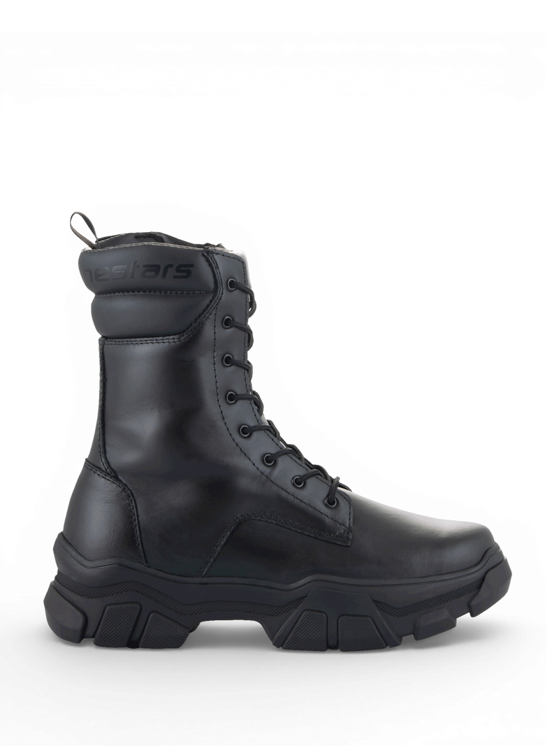Alpinestars Botas Ava, botas de moto urbanas para mulher, pretas, construção em couro premium com sola elevada robusta, estilo utilitário e moderno.
