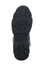 Alpinestars Ava Women's Boots, Black, bottom view showing the chunky rugged rubber sole with textured tread pattern for grip, urban motorcycle footwear design