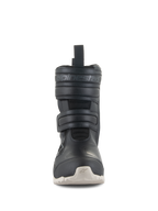 Botas Alpinestars Stella RT-7 Touring Drystar®, botas de motociclismo de turismo para mulher, pretas, vista frontal com fechos de tira dupla de Velcro, marca Alpinestars em relevo, parte superior em microfibra técnica e sola exterior de cor clara com relevos