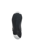 Botas Alpinestars Stella RT-7 Touring Drystar® Femininas, pretas, vista inferior mostrando a sola exterior de borracha durável com um padrão de garras robusto para maior aderência, logótipo TPF (Transversal Protection Frame) e detalhes em cinzento claro na biqueira e no calcanhar.
