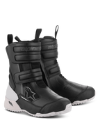 Botas Alpinestars Stella RT-7 Touring Drystar para Mulher, botas de motociclismo, pretas e brancas, com duas tiras de velcro e entrada de fecho duplo, construção durável em microfibra e têxtil, sola branca robusta com relevo e proteção TPF, design pronto para aventura