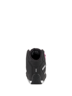 Sapatos Alpinestars Stella Sektor para Mulher, pretos e fúcsia, vista traseira mostrando a construção do calcanhar e detalhe refletor, calçado de motociclismo em microfibra leve.