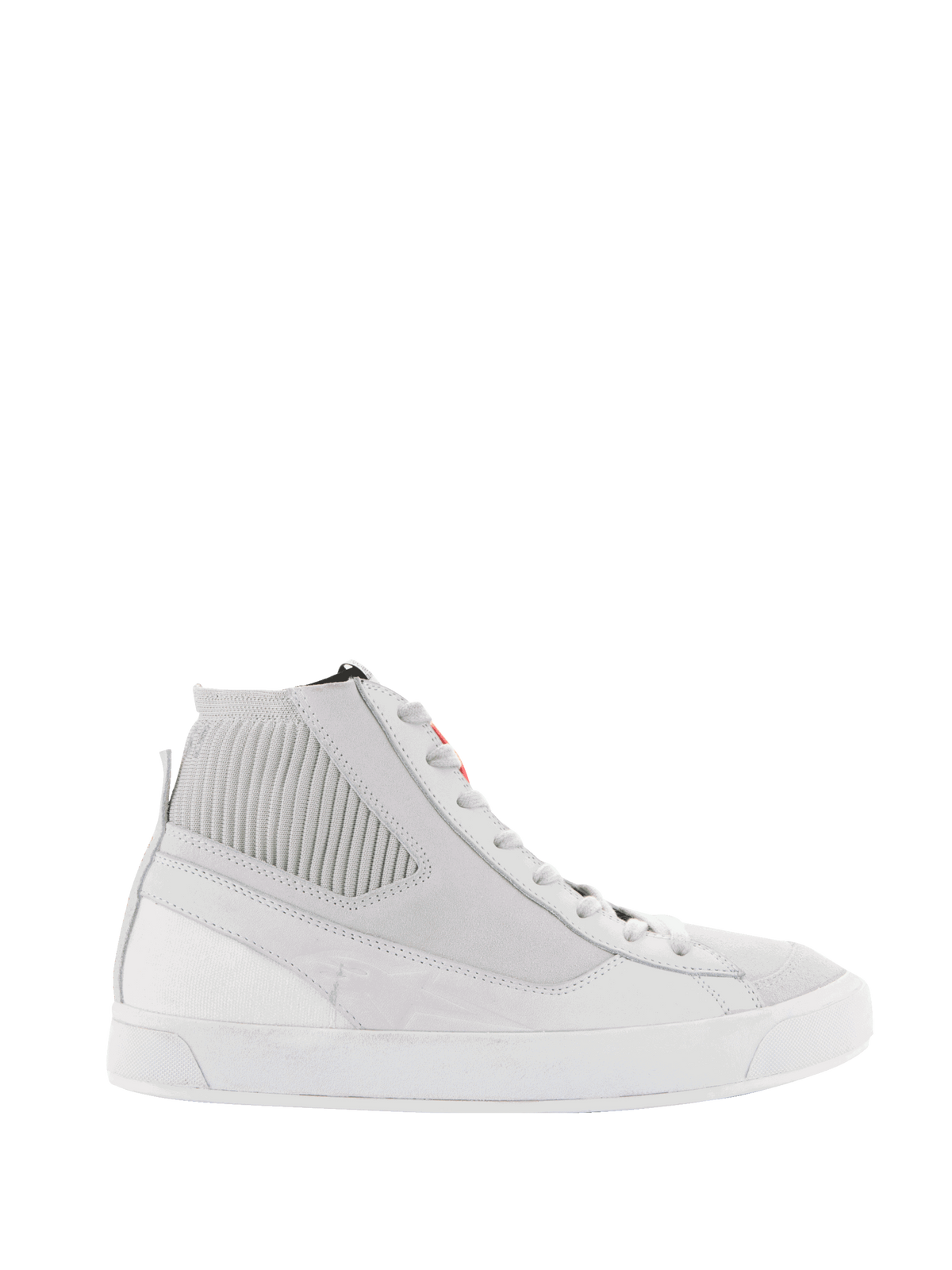 Alpinestars Stated Shoes, sapatos de moto urbanos para homem, brancos e cinzentos, em nobuck com sola vulcanizada.