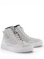 Alpinestars Stella Stated Podium, sapatos de moto para mulher, brancos e cinzentos, estilo urbano com sola vulcanizada.