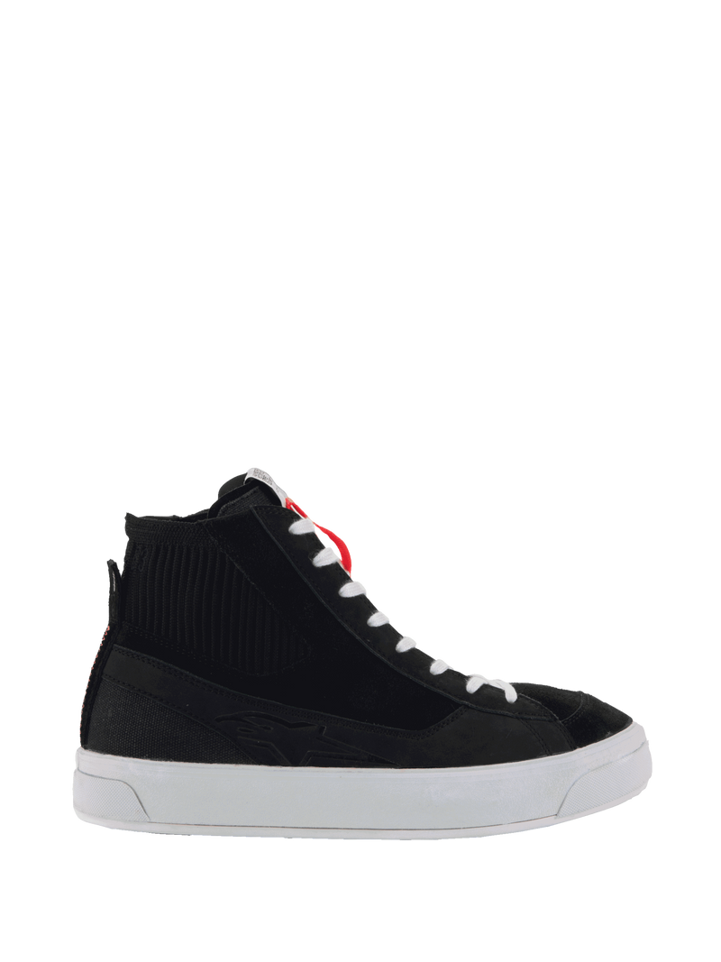 Alpinestars Stella Stated Podium, sapatos de moto urbanos para mulher, pretos e brancos, estilo skate, sola vulcanizada