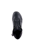 Alpinestars Chrome Drystar® Shoes, urban motorcycle riding shoes, Black and Yellow Fluo, top-down view showing premium leather construction, yellow-accented laces, and padded collar for comfort
