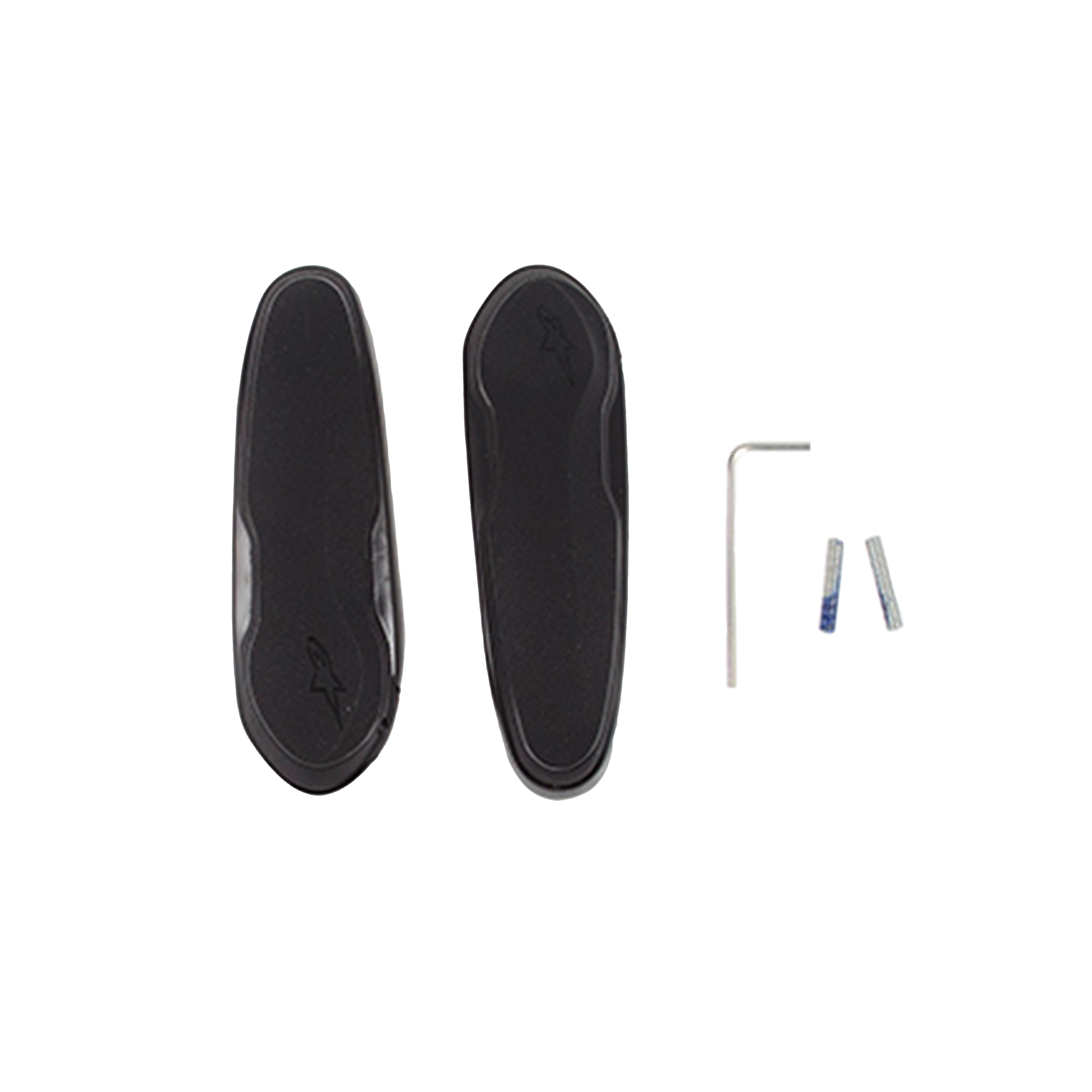 Alpinestars Toe Slider With Screws, peças de substituição para botas de motociclismo, preto, dois sliders sintéticos com logótipo Astars gravado, inclui chave hexagonal prateada e ferragens de montagem para botas de corrida