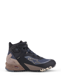 Alpinestars Cr X Gore Tex Sapatos, sapatos de moto de cano baixo, pretos, cinzentos escuros e bege, com membrana GORE-TEX impermeável, proteção TPF e atacadores de cano alto