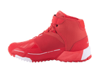 Alpinestars MM93 CR-X Drystar Riding Shoes, Motorcycle Riding Shoes, Bright Red and White, side profile view, sleek athletic design with reinforced gear shift pad, white heel and toe accents on a red sole, urban road riding footwear