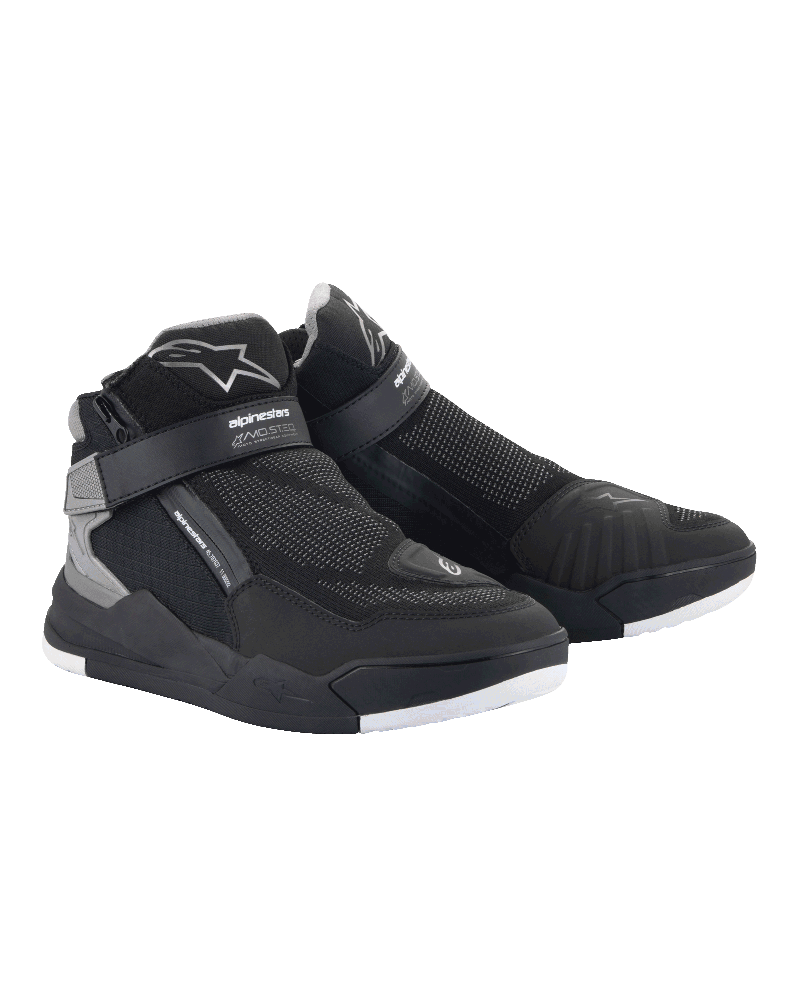Alpinestars Speedflight Street Shoes, Black and Gun Metal, urban motorcycle riding shoes featuring a mesh upper with TPU reinforcements, lateral zip closure, and hook-and-loop ankle strap, contemporary sneaker-inspired design
