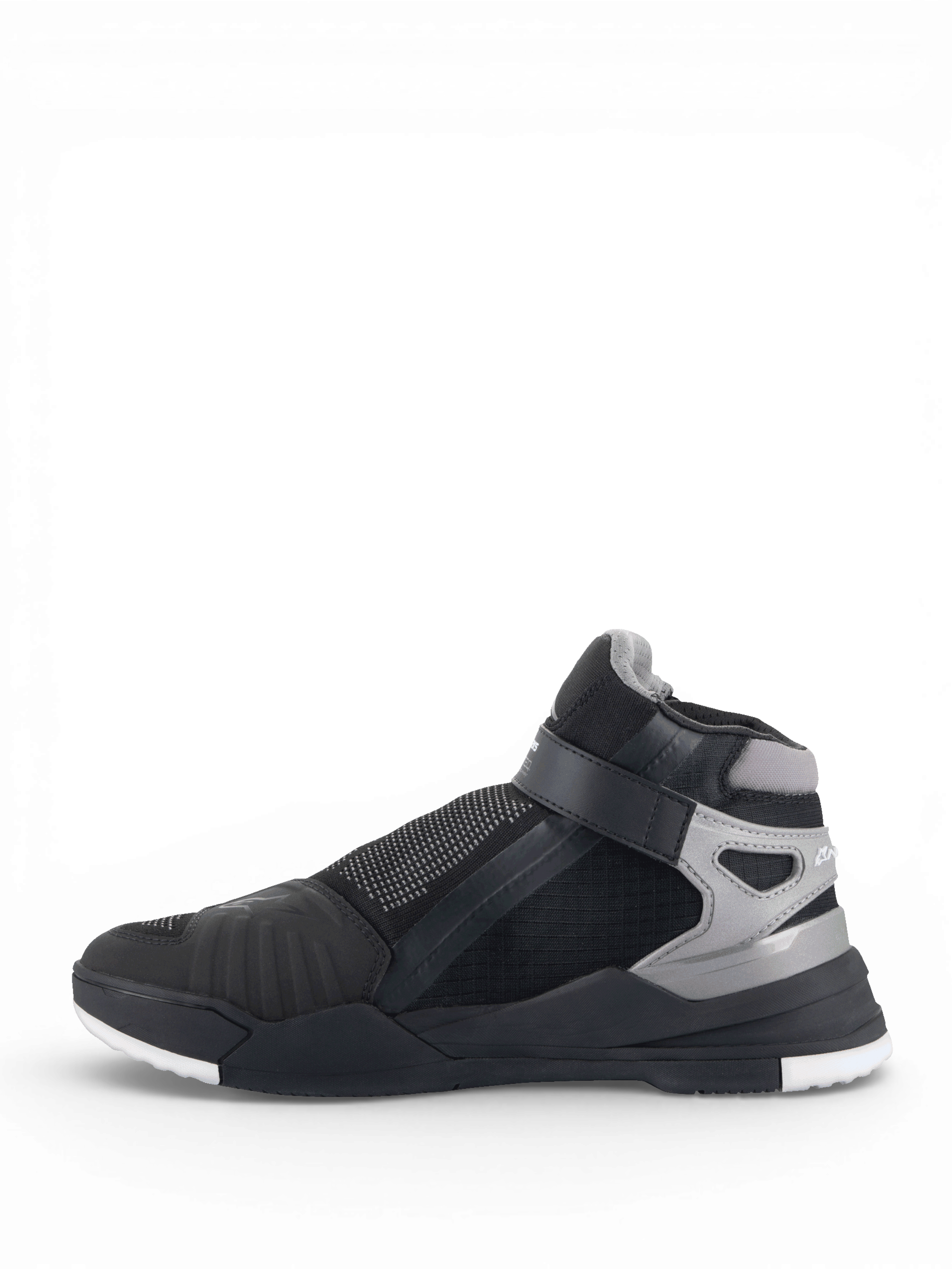 Alpinestars Sapatos Speedflight Street, sapatos de moto urbanos, pretos e cinzentos, com fecho lateral e velcro.