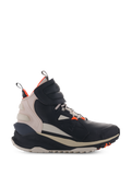 Alpinestars Speedstreet Shoes, sapatilhas de motociclismo de cano alto, preto e amêndoa com pormenores em Hot Orange, parte superior em microfibra de estilo urbano com detalhes perfurados, sola ergonómica espessa, design moderno de condução urbana com tira de velcro