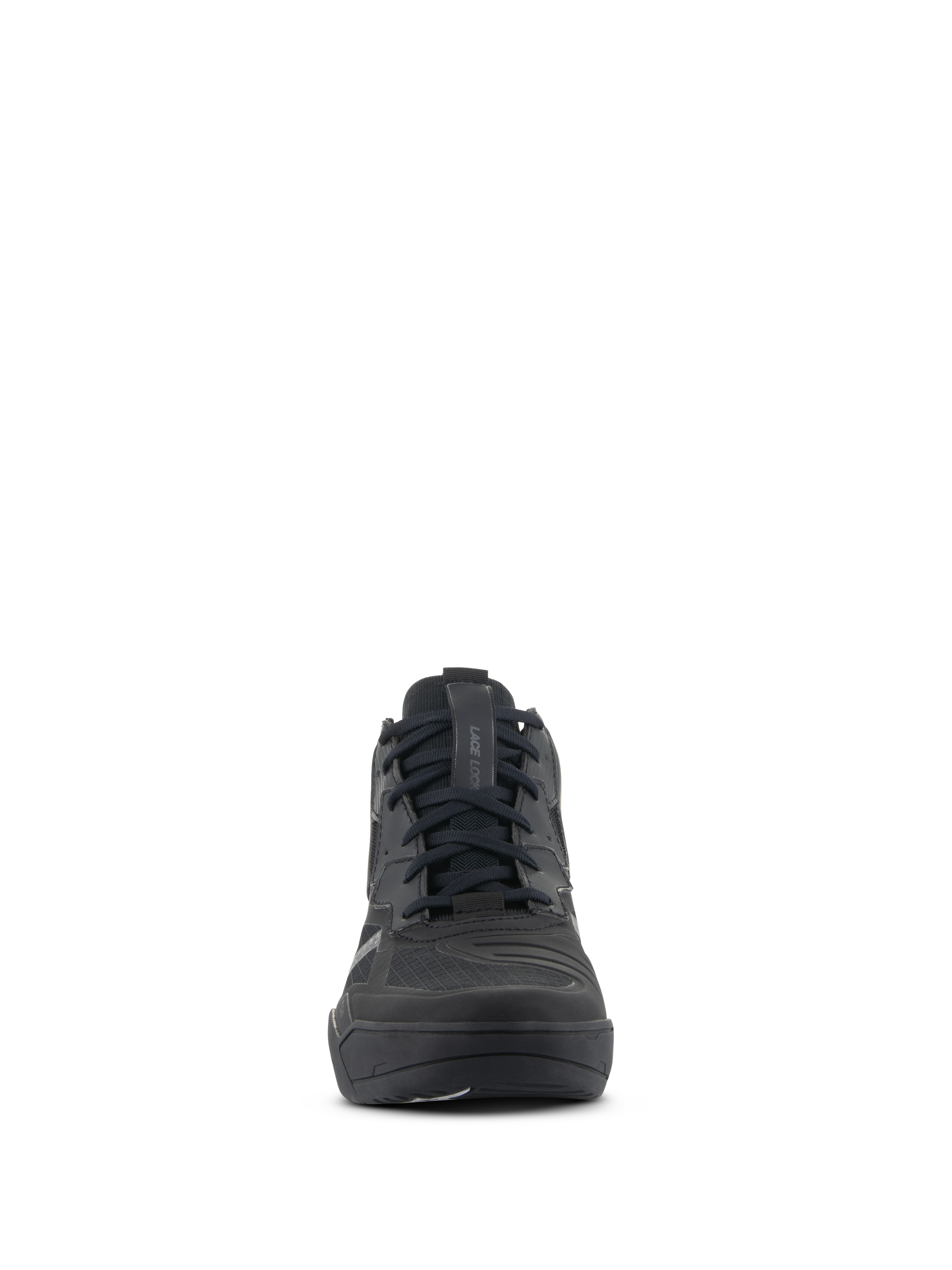 Sapatos Alpinestars Speedflight, sapatos de condução de alta performance, pretos, vista frontal, cabedal em ripstop de performance com reforço sem costuras, design de ténis de estilo urbano com sistema lace lock para motociclismo urbano