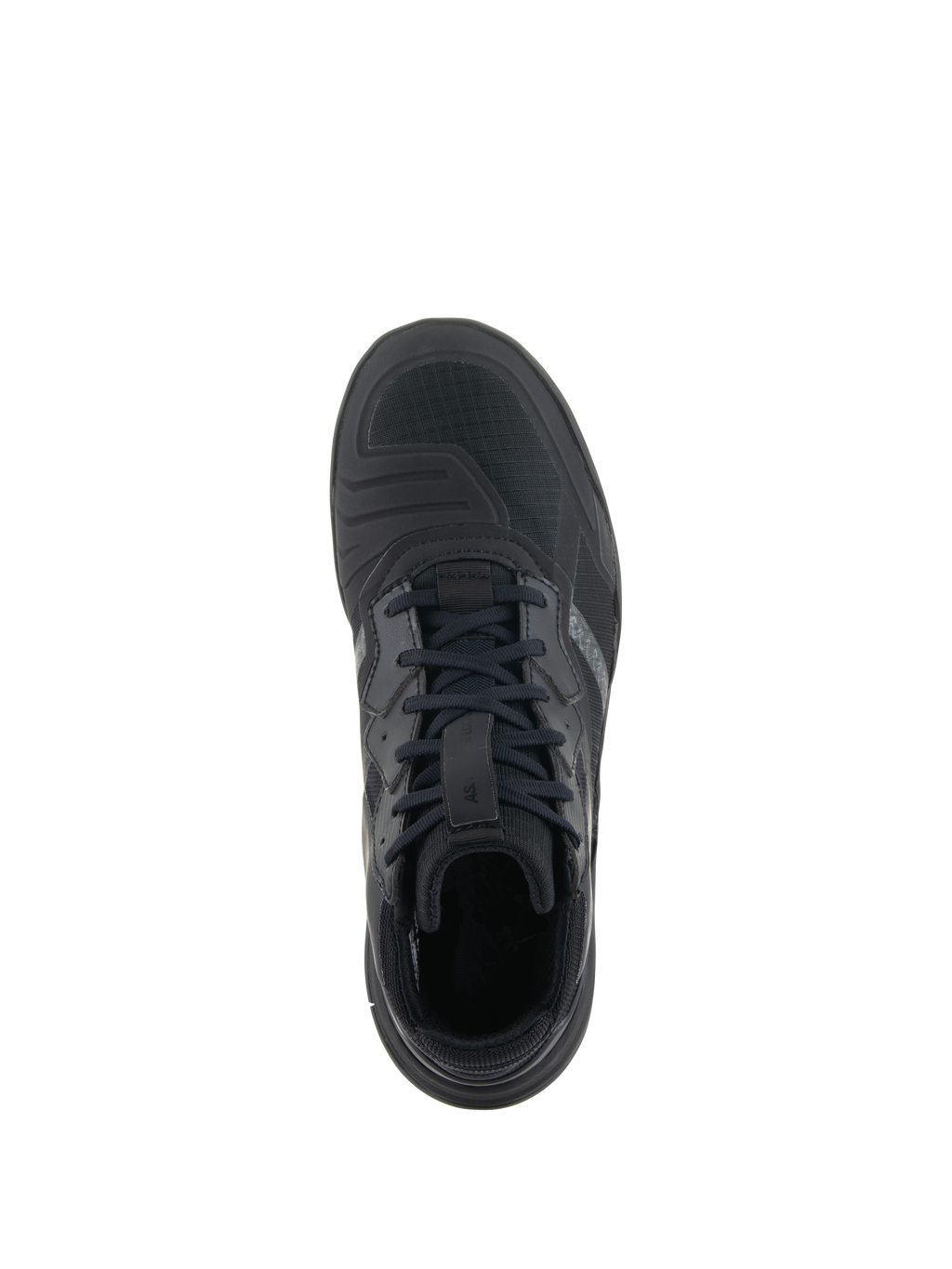 Sapatos Alpinestars Speedflight, totalmente pretos, vista superior, com parte superior em ripstop de alto desempenho, protetor de mudanças integrado, atacadores pretos e design urbano elegante para motociclismo