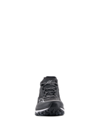 Alpinestars Meta XR V2 Shoes, Sport Casual Footwear, Black White and Dark Gray, front view showing the technical mesh upper, patterned laces, white Alpinestars logo on the toe, and rugged outsole designed for traction and comfort.