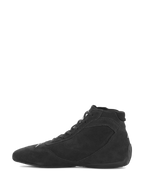 Sapatos Alpinestars SP V2, sapatos de automobilismo, pretos, perfil elegante de cano alto com parte superior em camurça premium e sola de borracha fina, concebidos para uma sensação de pedal precisa em desportos motorizados